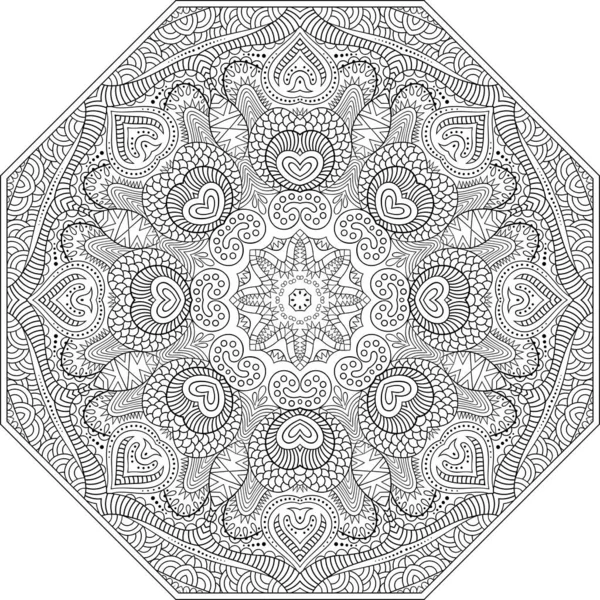 Vector Abstract Mozaïek Hand Getekend Mandala Octaëder Figuur — Stockvector