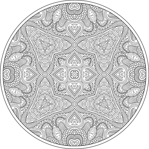 Vector Abstracte Bloemen Etnische Hand Getrokken Lijn Kunst Mandala — Stockvector