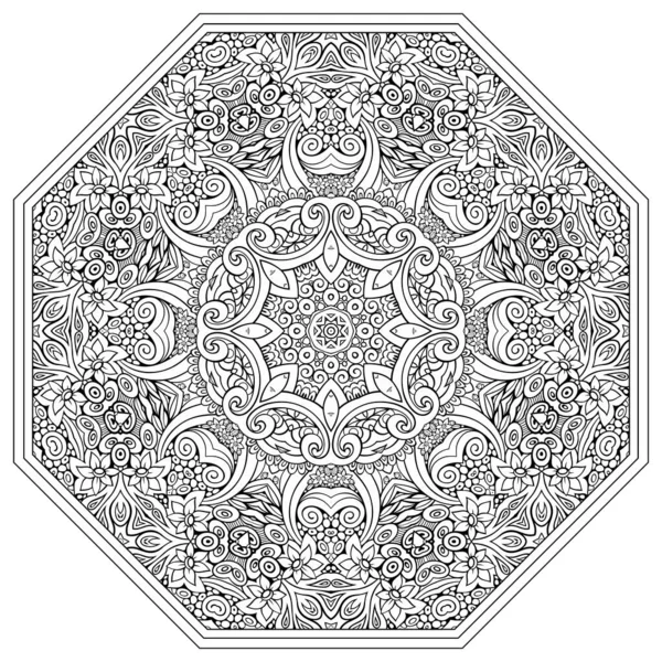 Vektor Absztrakt Mozaik Kézzel Húzott Mandala Oktaéderfigura — Stock Vector