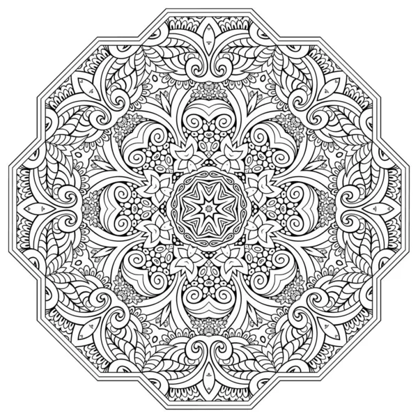 Wektor Abstrakcyjny Kwiatowy Etniczne Strony Rysowane Linii Sztuki Mandala — Wektor stockowy