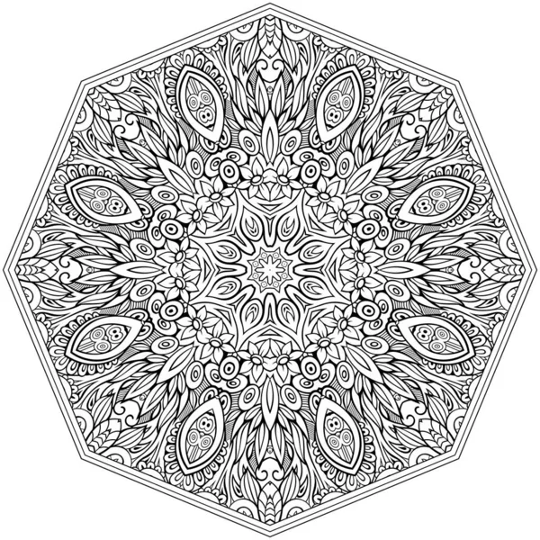 Vector Abstract Mozaïek Hand Getekend Mandala Octaëder Figuur — Stockvector