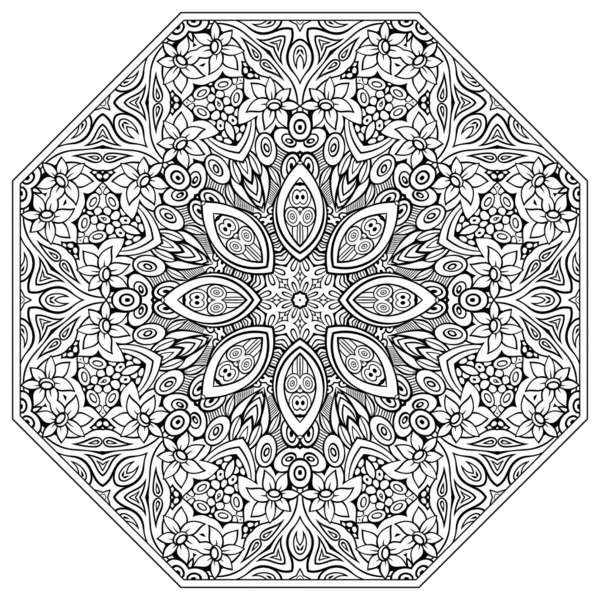 Vektor Absztrakt Mozaik Kézzel Húzott Mandala Oktaéderfigura — Stock Vector
