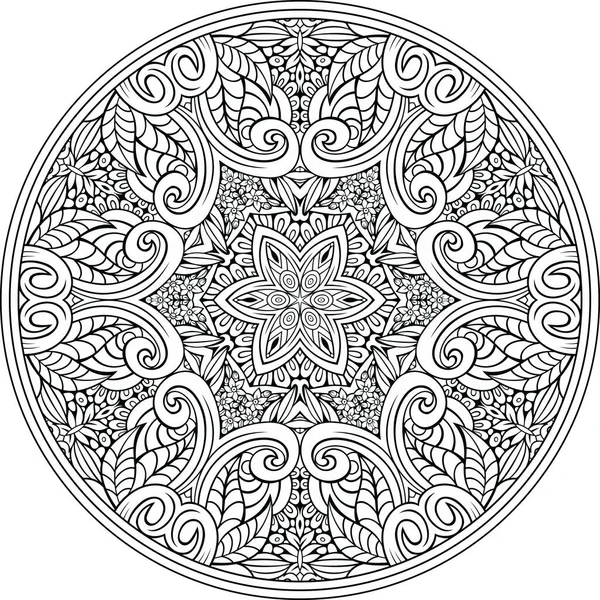 Vector Abstracto Floral Étnico Contorno Dibujado Mano Mandala — Archivo Imágenes Vectoriales