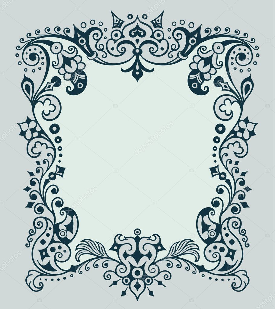 Vector abstract ornamental nature vintage border. Floral decorative colorful illustration