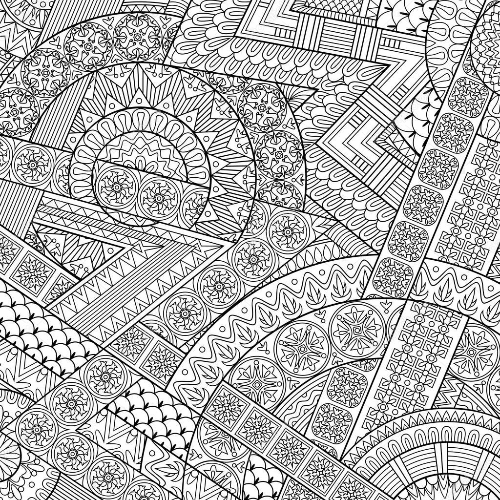 Vector abstract sketchy ethnic hand drawn line art background