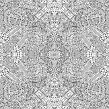 Etnik el çizimi vektör çizgisi kusursuz desen