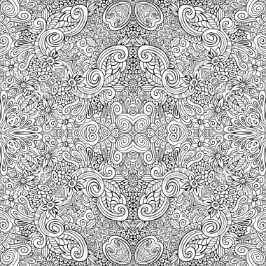 Etnik el çizimi vektör çizgisi kusursuz desen