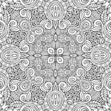 Etnik el çizimi vektör çizgisi kusursuz desen