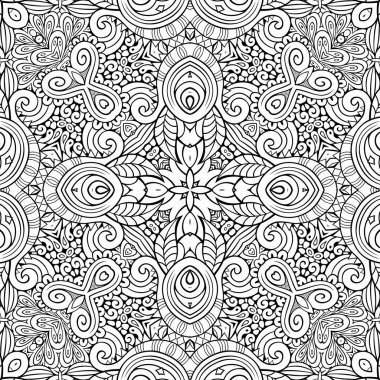 Etnik el çizimi vektör çizgisi kusursuz desen