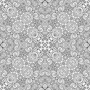 Etnik el çizimi vektör çizgisi kusursuz desen