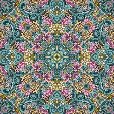 Vektör etnik el çizimi Renksiz desen