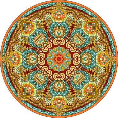 Vektör soyut çiçekli etnik el mandala çizimi