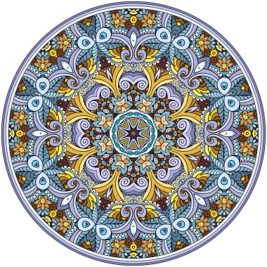 Vektör soyut çiçekli etnik el mandala çizimi