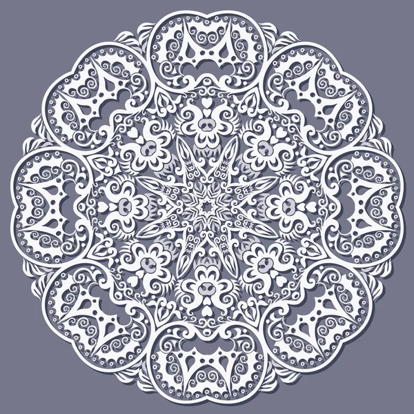 Vector witte bloemen etnische ronde illustratie. — Stockvector