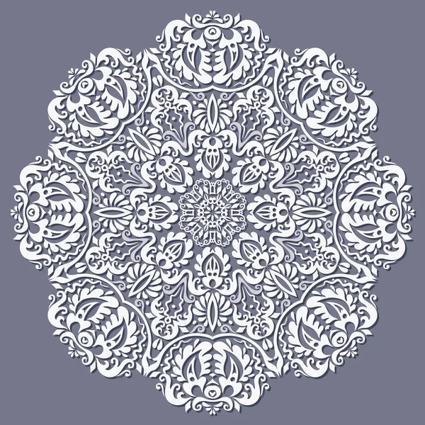 Vector witte bloemen etnische ronde illustratie. — Stockvector