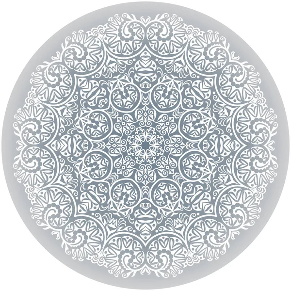 Vector witte etnische ronde decoratieve illustratie. — Stockvector
