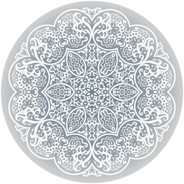 Vector white ethnic round ornamental illustration. — Stock Vector