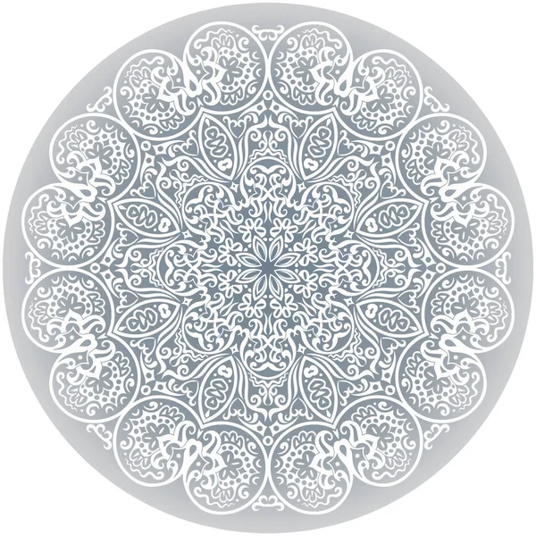 Vector witte etnische ronde decoratieve illustratie. — Stockvector