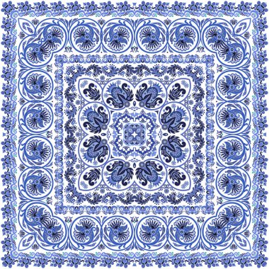 Vektör çiçekli etnik süsleme