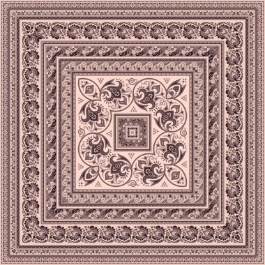 Vektör çiçekli etnik süsleme