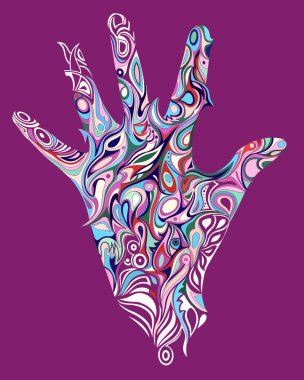 İçinde süs olan el konturu çizimi