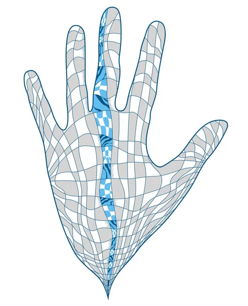 Ilustração da mão com padrão quadriculado dentro — Vetor de Stock