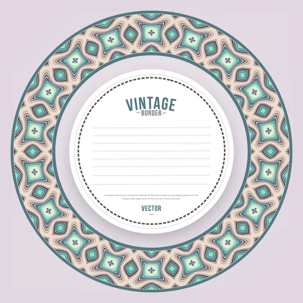 Vector ornamental vintage ethnic round frame — Stock Vector