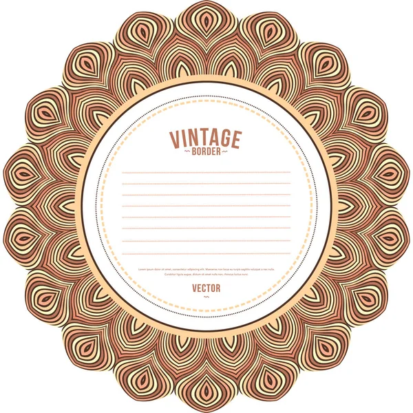 Vector ornamental vintage ethnic round frame — Stock Vector