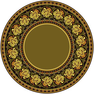 Vektör soyut süs doğası etnik yuvarlak çerçeve