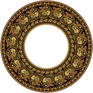 Vektör soyut süs doğası etnik yuvarlak çerçeve