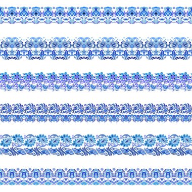 Soyut etnik çizgiler. Süs kenarlıkları ayarlandı