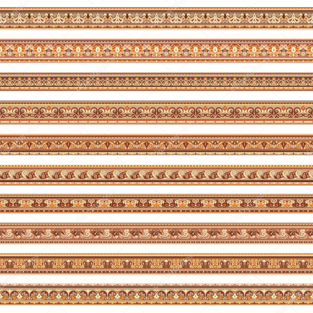 Abstract ethnic stripes. Ornamental borders set