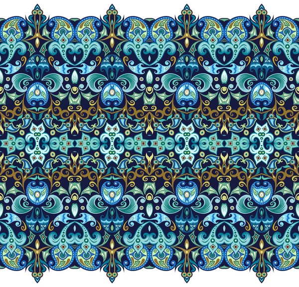 Abstracto naturaleza étnica azulejo franja sin costuras frontera — Vector de stock