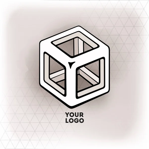 Figura geometrica vettoriale cubo logo design — Vettoriale Stock