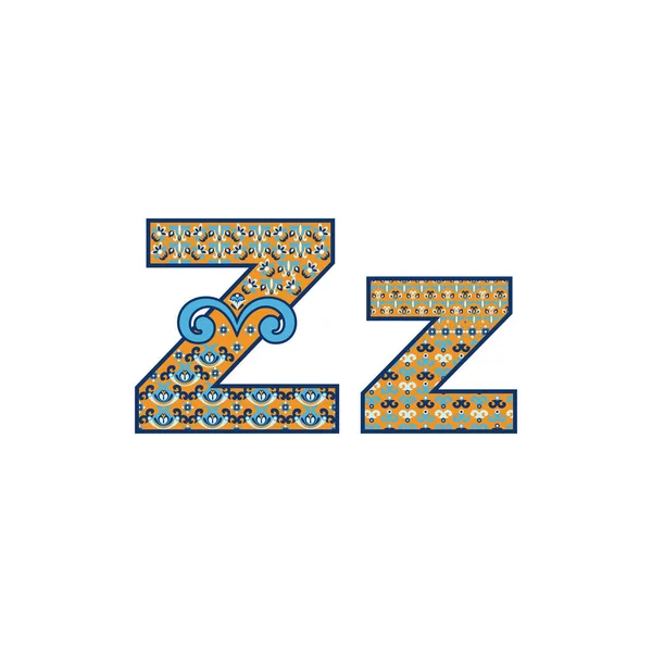 Vetor abstrato letra Z com padrão ornamental. Sinais dos desenhos animados — Vetor de Stock
