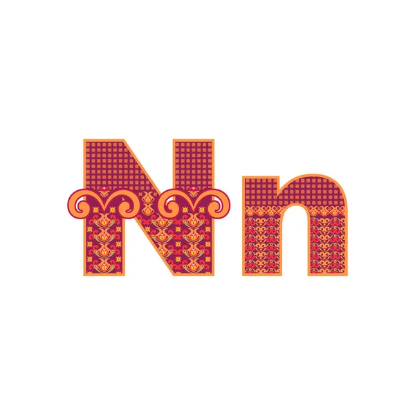 Vektor-abstrakter Buchstabe N mit ornamentalem Muster. Cartoon-Zeichen — Stockvektor