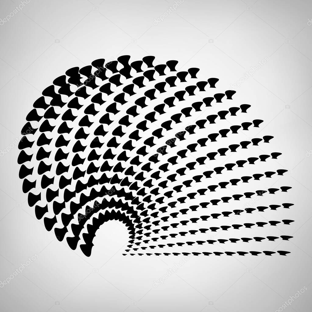 Abstract geometric element consisting of circles with distortion effect. Vector background