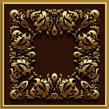 Soyut vektör süslemeli doğa vintage çerçeve.