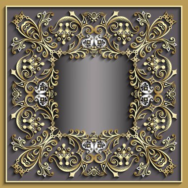 Soyut vektör süslemeli doğa vintage çerçeve.