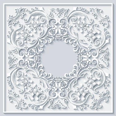 Soyut vektör süslemeli doğa vintage çerçeve.