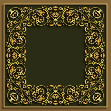 Soyut vektör süslemeli doğa vintage çerçeve.