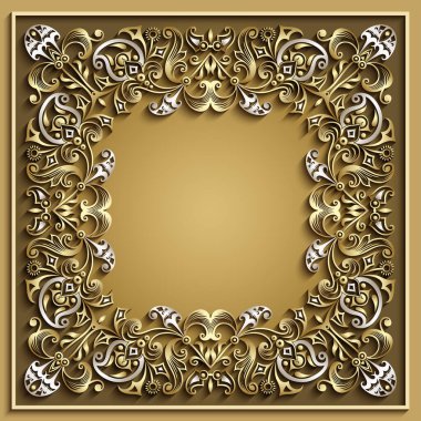 Soyut vektör süslemeli doğa vintage çerçeve.