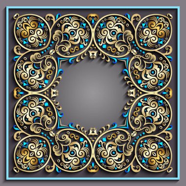 Soyut vektör süslemeli doğa vintage çerçeve.