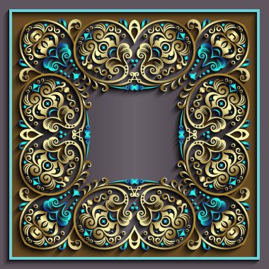 Soyut vektör süslemeli doğa vintage çerçeve.