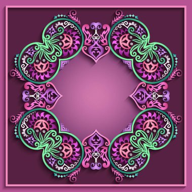 Soyut vektör süslemeli doğa vintage çerçeve.