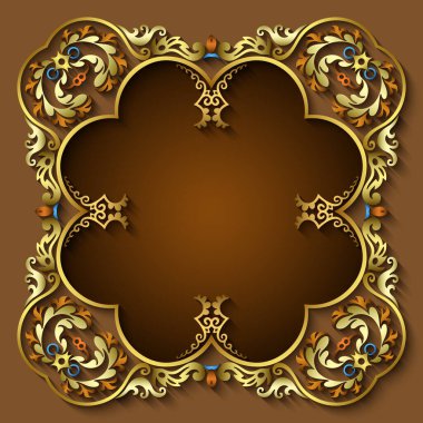 Soyut vektör süslemeli doğa vintage çerçeve.