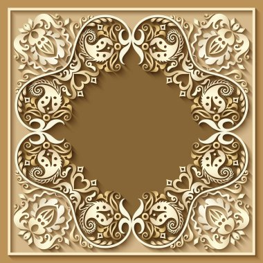 Soyut vektör süslemeli doğa vintage çerçeve.