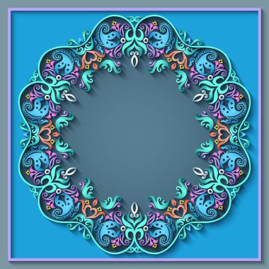 Soyut vektör süslemeli doğa vintage çerçeve.