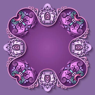 Soyut vektör süslemeli doğa vintage çerçeve.