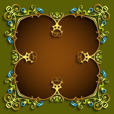 Soyut vektör süslemeli doğa vintage çerçeve.